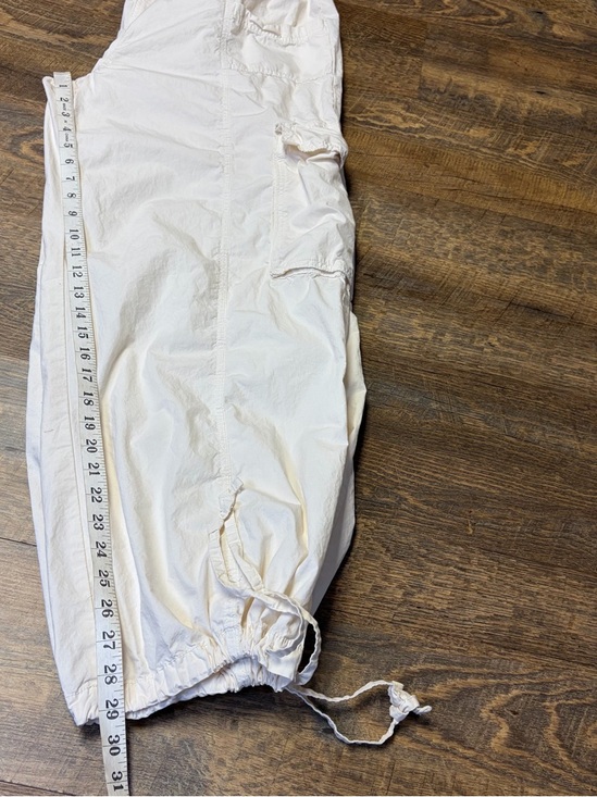 AERIE Cargo Pants High Waist Go-For-It Baggy Parachute Jogger Womens Large Ivory - Picture 11 of 13